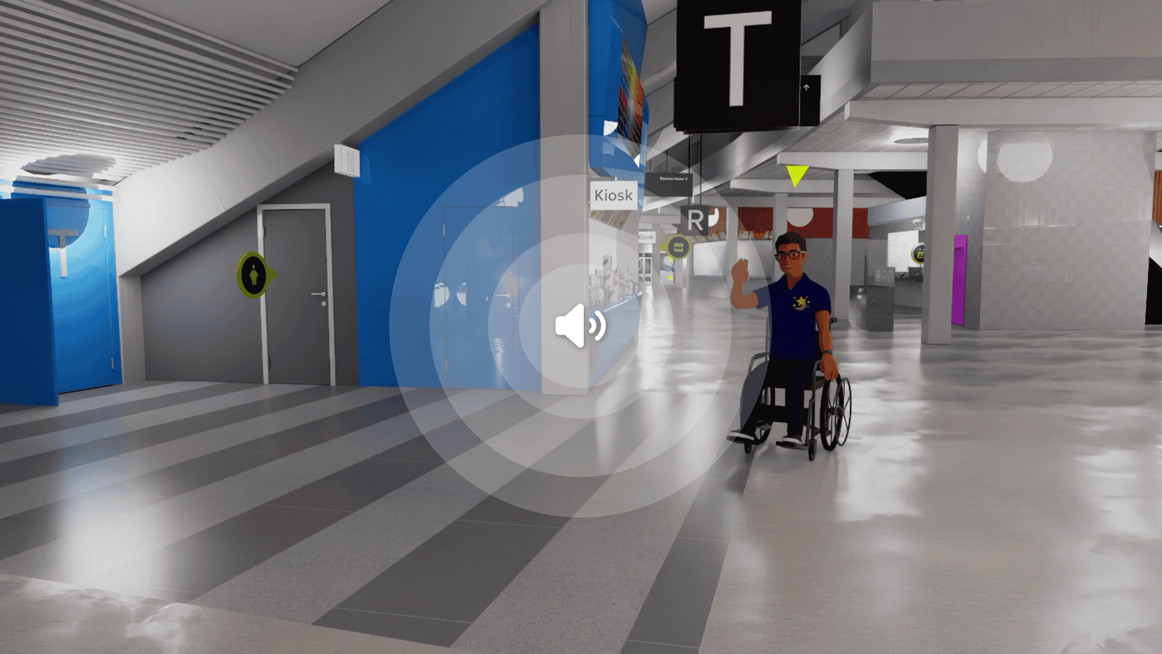 Listening to 360-degree spatial audio recordings from the arena in the AccessCity app